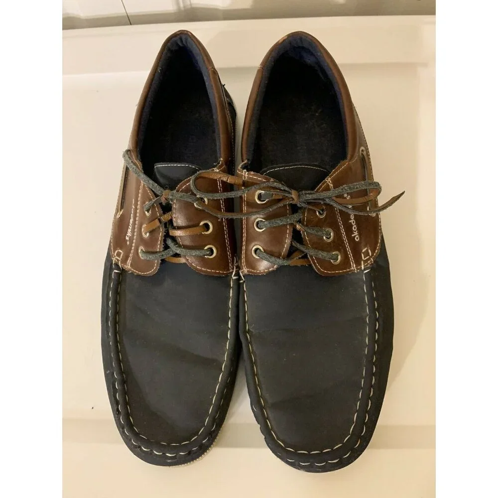 Akademiks Men’s Sz 10 Comfort Lace Up Casual‎ Boat Shoe Loafers Blue Brown